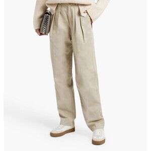 Every trousers straight Leg pleated Cotton Linen blend pants natural beige 12